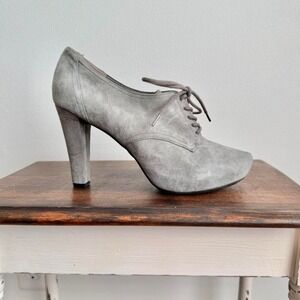 Y2K suede platform heel gray size 9 lace up twee indie y2k 2010